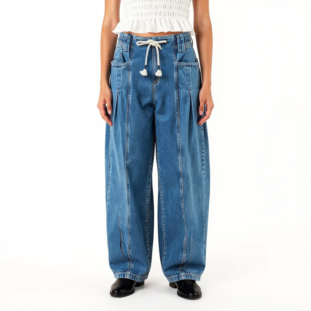 GIULIA FRANCESCA DRAWSTRING WIDE-LEG JEANS