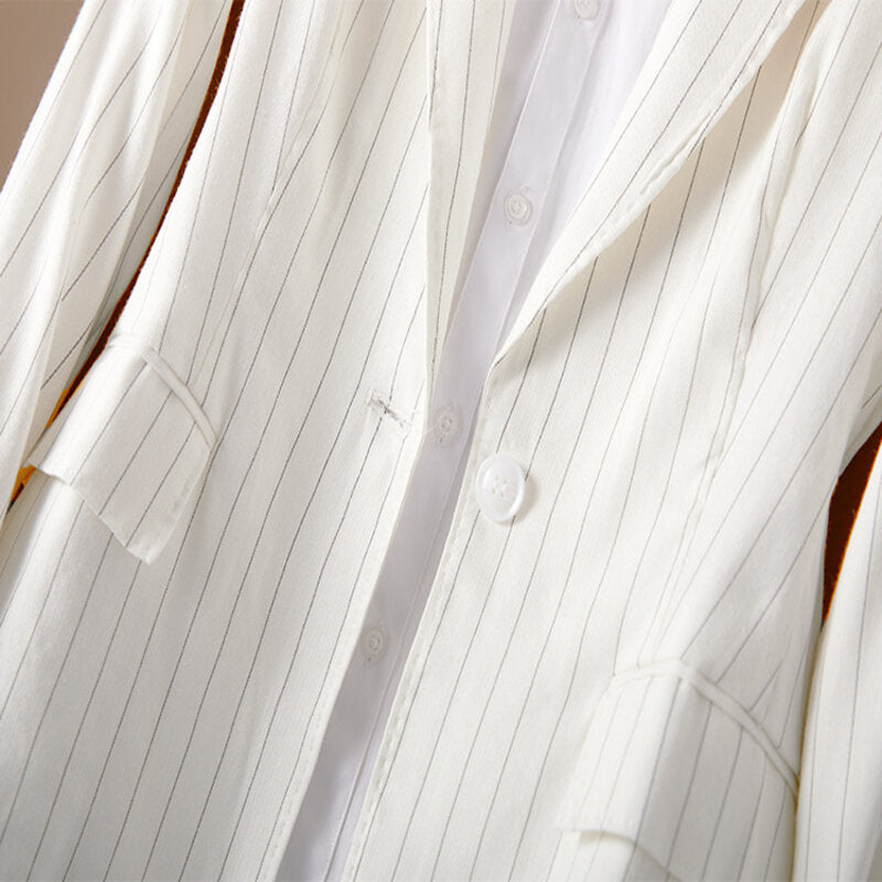 CAMILLA AURORA PINSTRIPE LINEN BLAZER