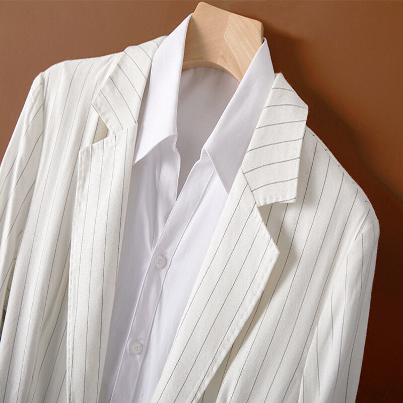 CAMILLA AURORA PINSTRIPE LINEN BLAZER