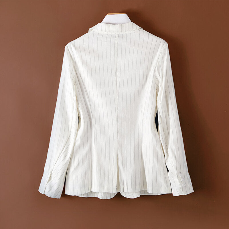 CAMILLA AURORA PINSTRIPE LINEN BLAZER
