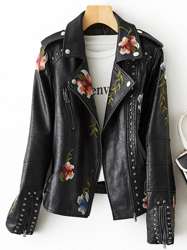BIANCA ALESSANDRA FLORAL LEATHER JACKET