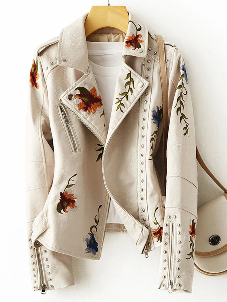 BIANCA ALESSANDRA FLORAL LEATHER JACKET