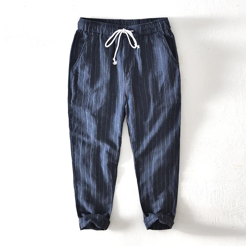 MASSIMO ENZO STRIPED LINEN PANT