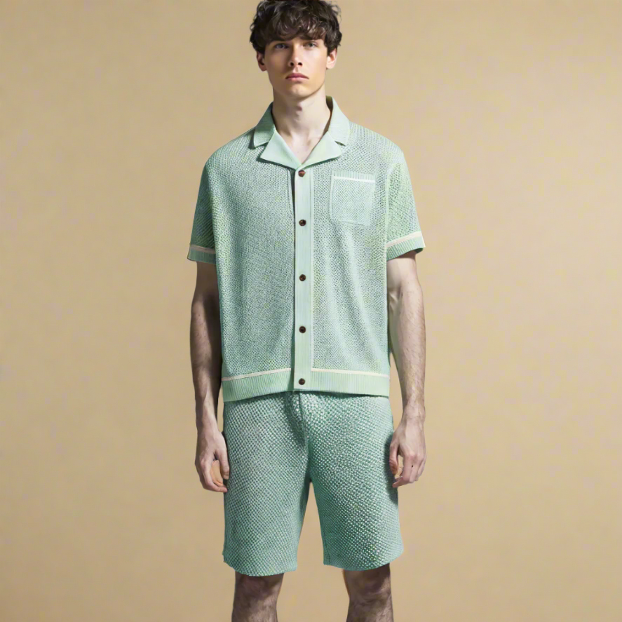 GIOVANNI ALESSIO MESH KNIT POLO SHIRT